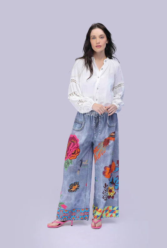 Pantalon très mince motifs vibrants