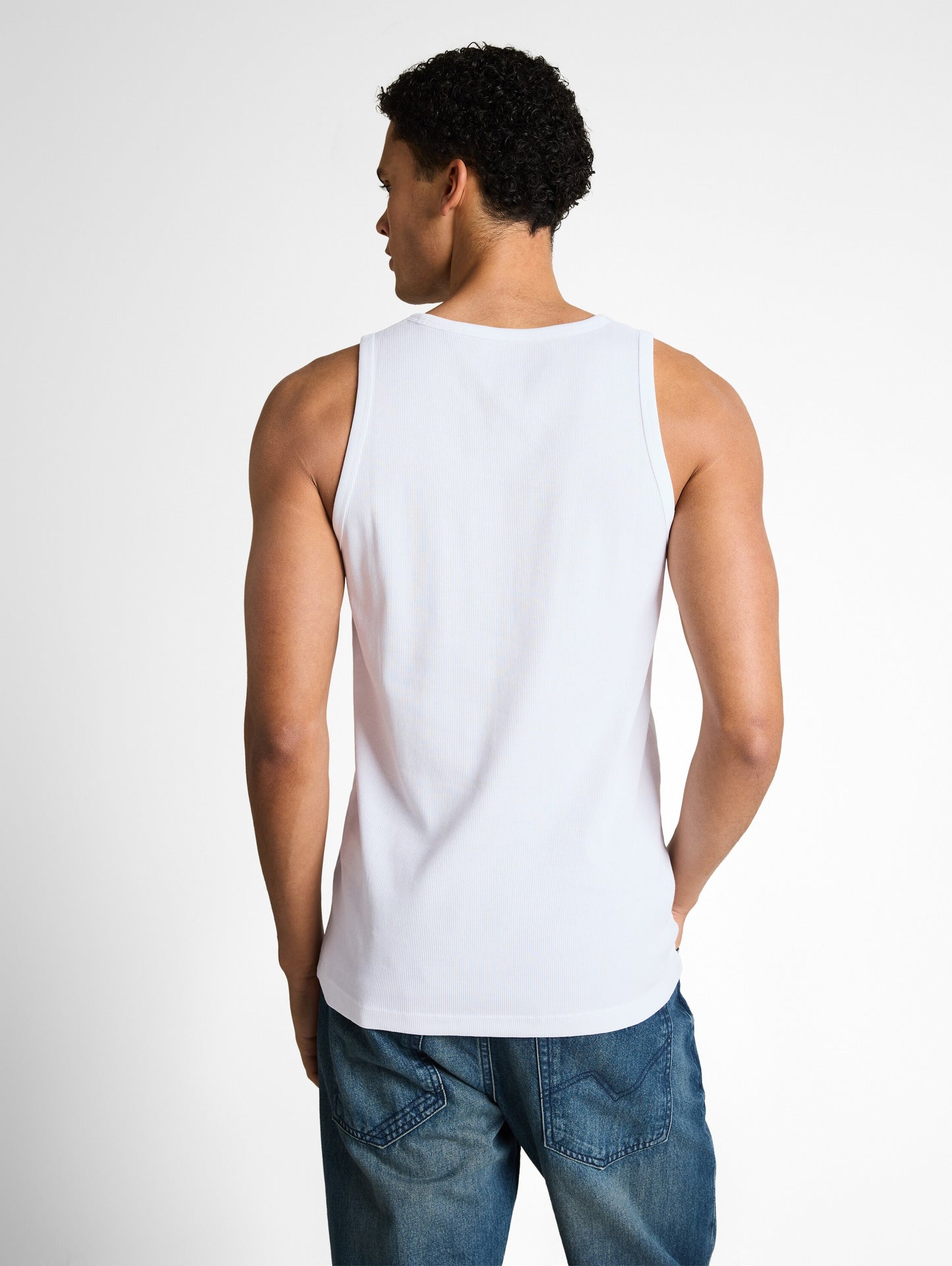 Camisole basique blanche en coton côtelé