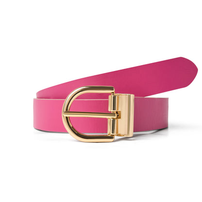 Ceinture réversible Ines rose/beige