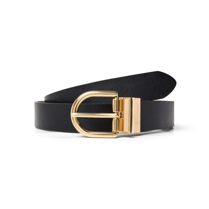 Ceinture réversible Ines noire/crème