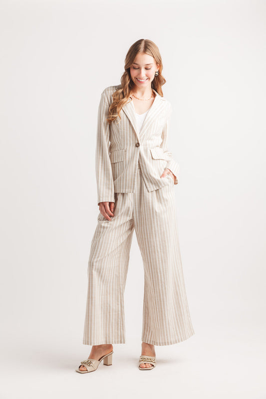 Pantalon rayé à jambes larges
