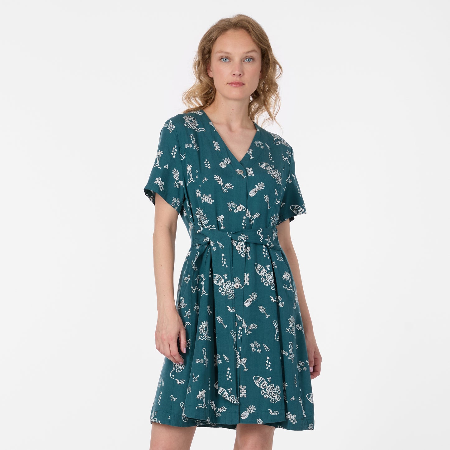 Robe vert océan à imprimé délicat