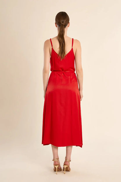 Robe longue satinée