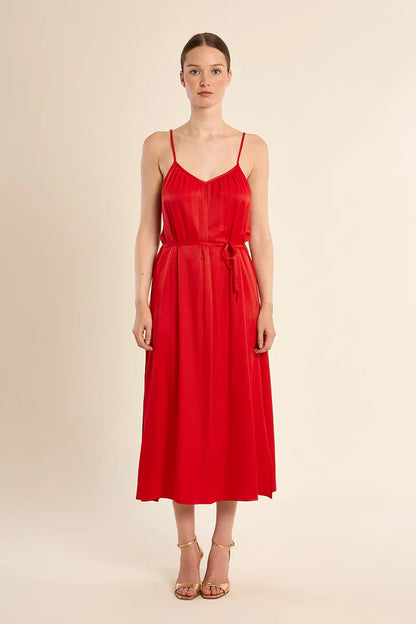 Robe longue satinée