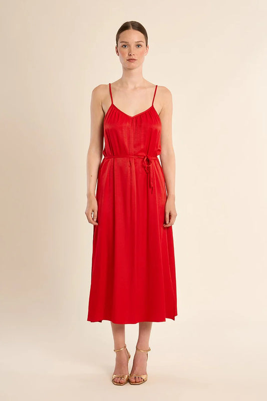 Robe longue satinée