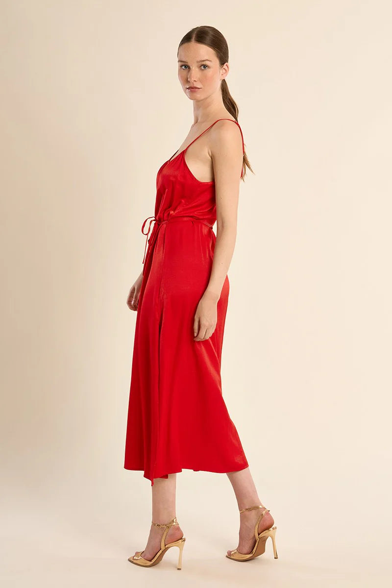 Robe longue satinée