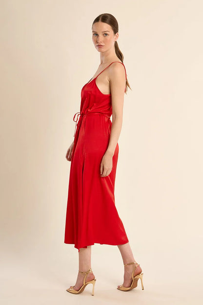 Robe longue satinée