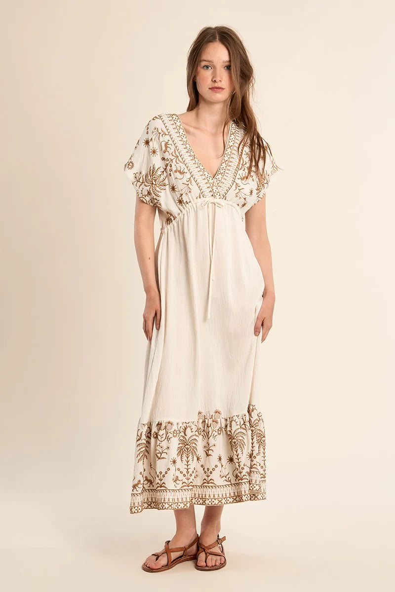 Robe longue brodée
