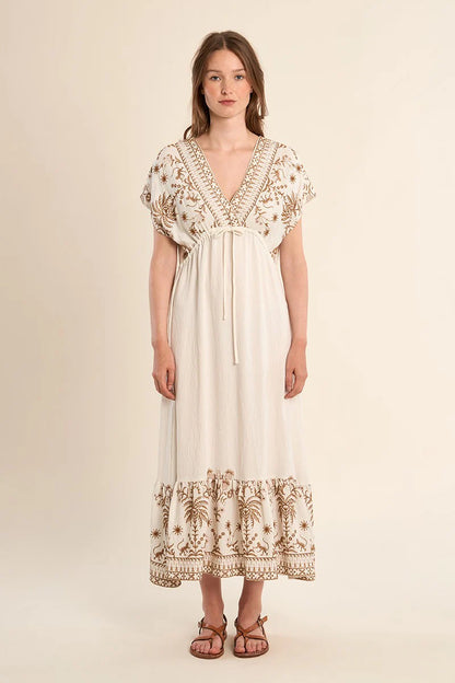 Robe longue brodée