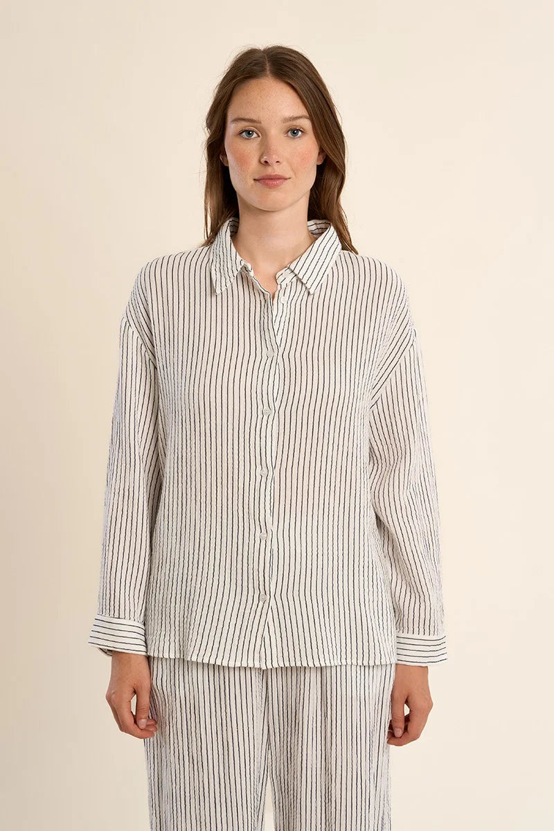 Chemise oversize rayée en coton