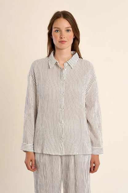 Chemise oversize rayée en coton