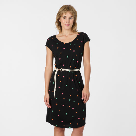 Robe noire aux petits cœurs colorés
