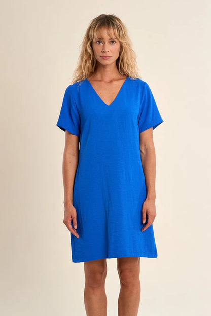 Robe t-shirt bleu éclatant