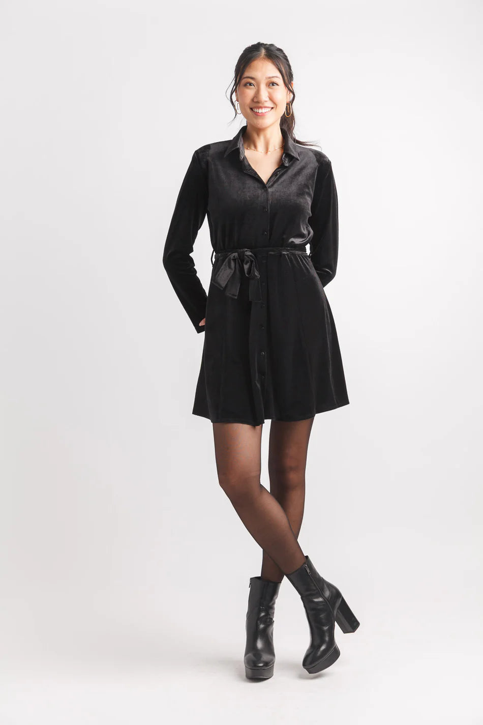 Robe chemise en velours