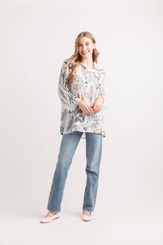 Blouse fluide à imprimé paisley avec col chemise