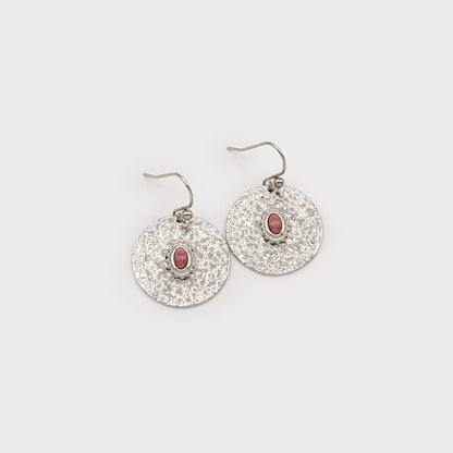 Boucles d'oreilles disque martelé