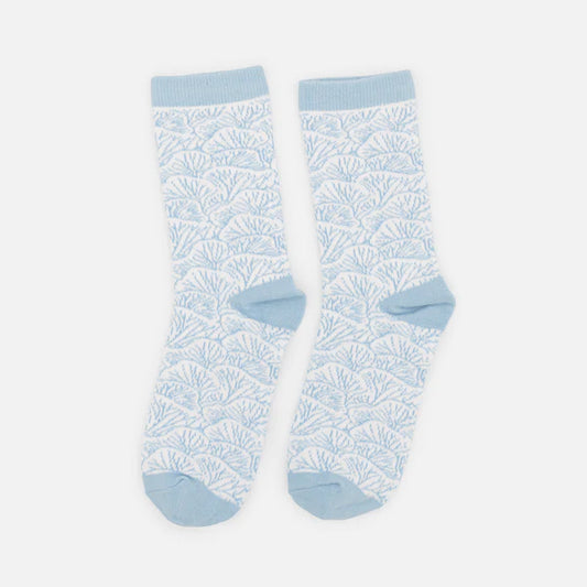 Bas à motif coraux bleu pâle