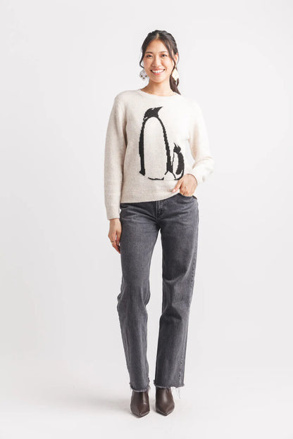 Tricot motif pingouin