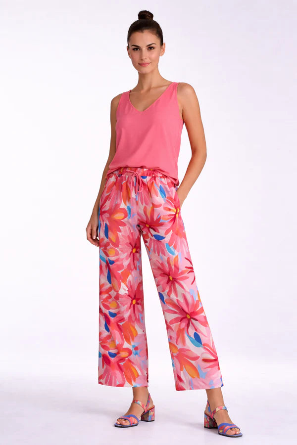 Pantalon large imprimé floral