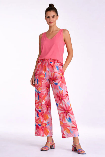 Pantalon large imprimé floral