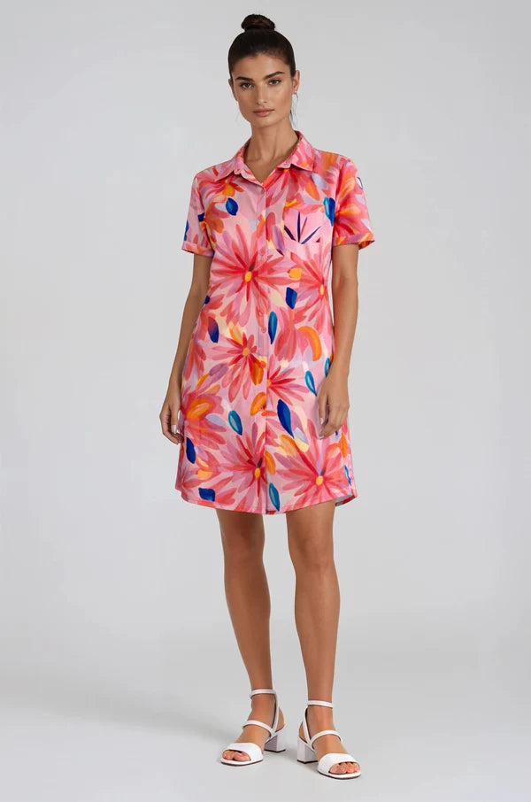Robe chemise à manches courtes