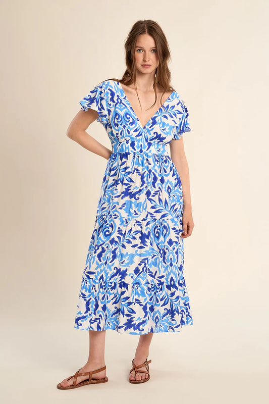 Robe longue aux nuances de bleu