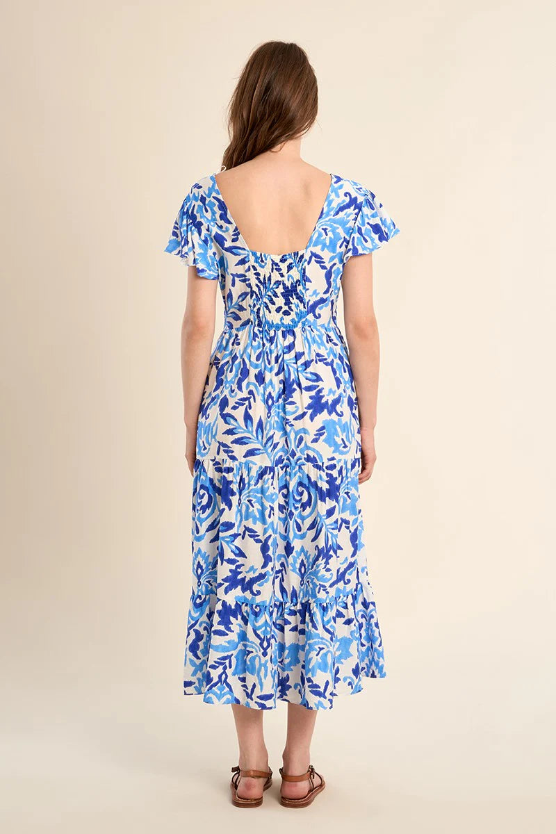 Robe longue aux nuances de bleu