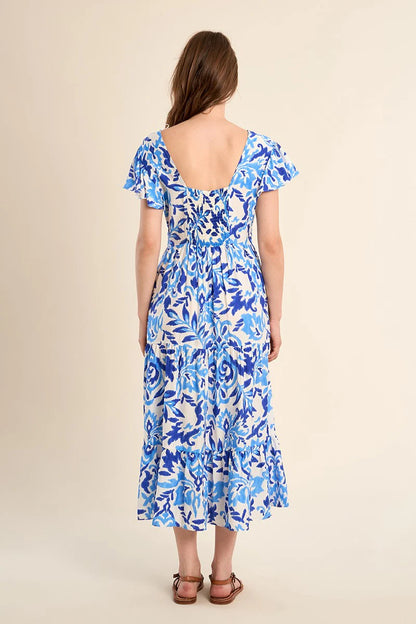 Robe longue aux nuances de bleu