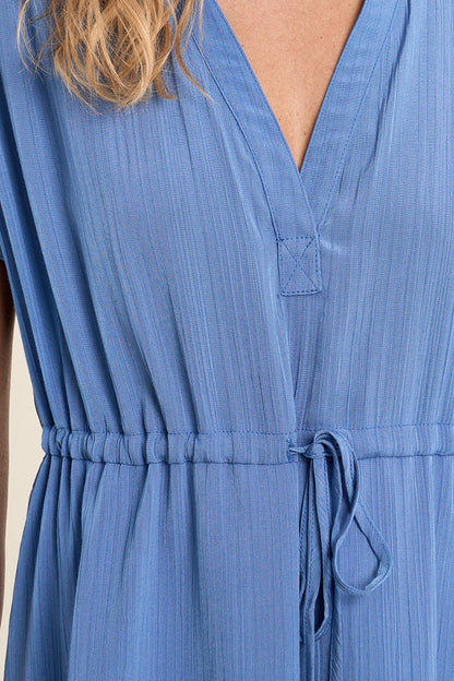 Robe chemise courte en bleu ciel