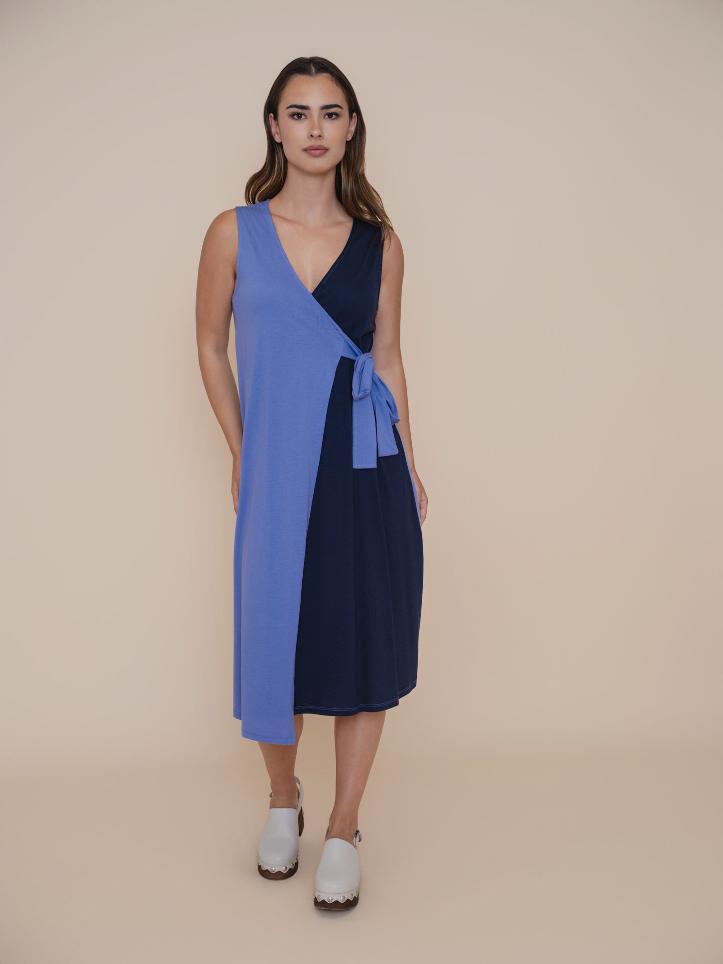 Robe portefeuille bicolore