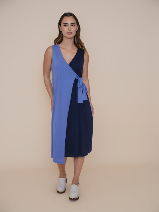 Robe portefeuille bicolore